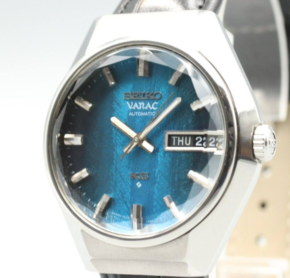 RARE *N MINT* Vintage KING SEIKO KS VANAC 5626-723A Automatic Blue Mens Watch