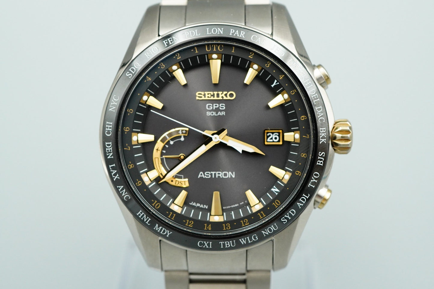 *NEAR MINT* SEIKO ASTRON SBXB087 8X22-0AG0-2 Solar Black Dial 46mm Mens Watch