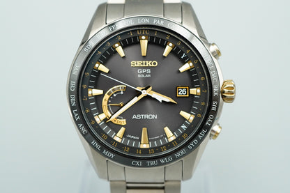 *NEAR MINT* SEIKO ASTRON SBXB087 8X22-0AG0-2 Solar Black Dial 46mm Mens Watch