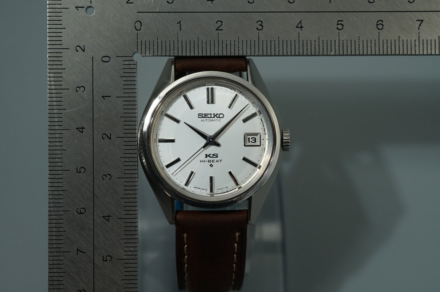 MINT Vintage 1970s SEIKO KS HI-BEAT 5625-7110 Auto Silver Round 36mm Mens Watch