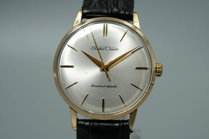 *N MINT* Vintage 1961 SEIKO Crown J15002 Hand Wind Silver Round 35mm Mens Watch