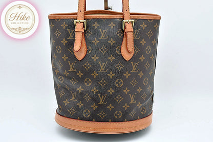 Louis Vuitton Bucket PM Monogram Brown Tote Shoulder Bag M42238 Auth *RANK AB*