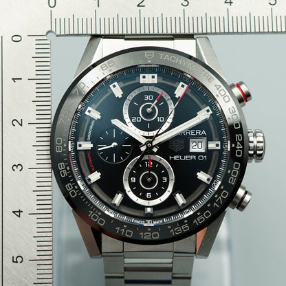 *N MINT Box & Paper* TAG HEUER Carrera CAR201Z Automatic Black 44mm Mens Watch