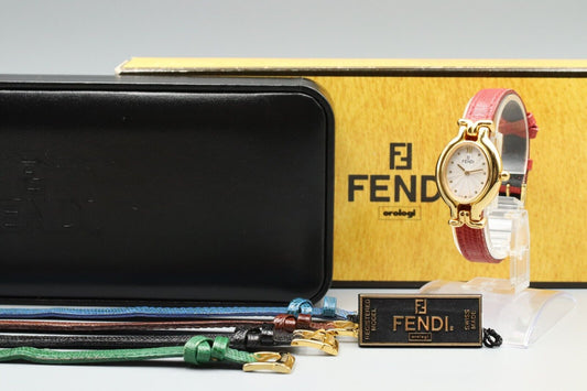 5 Collors [NEAR MINT in Box] FENDI 640L Change Belt Quartz Ladies Watch JAPAN