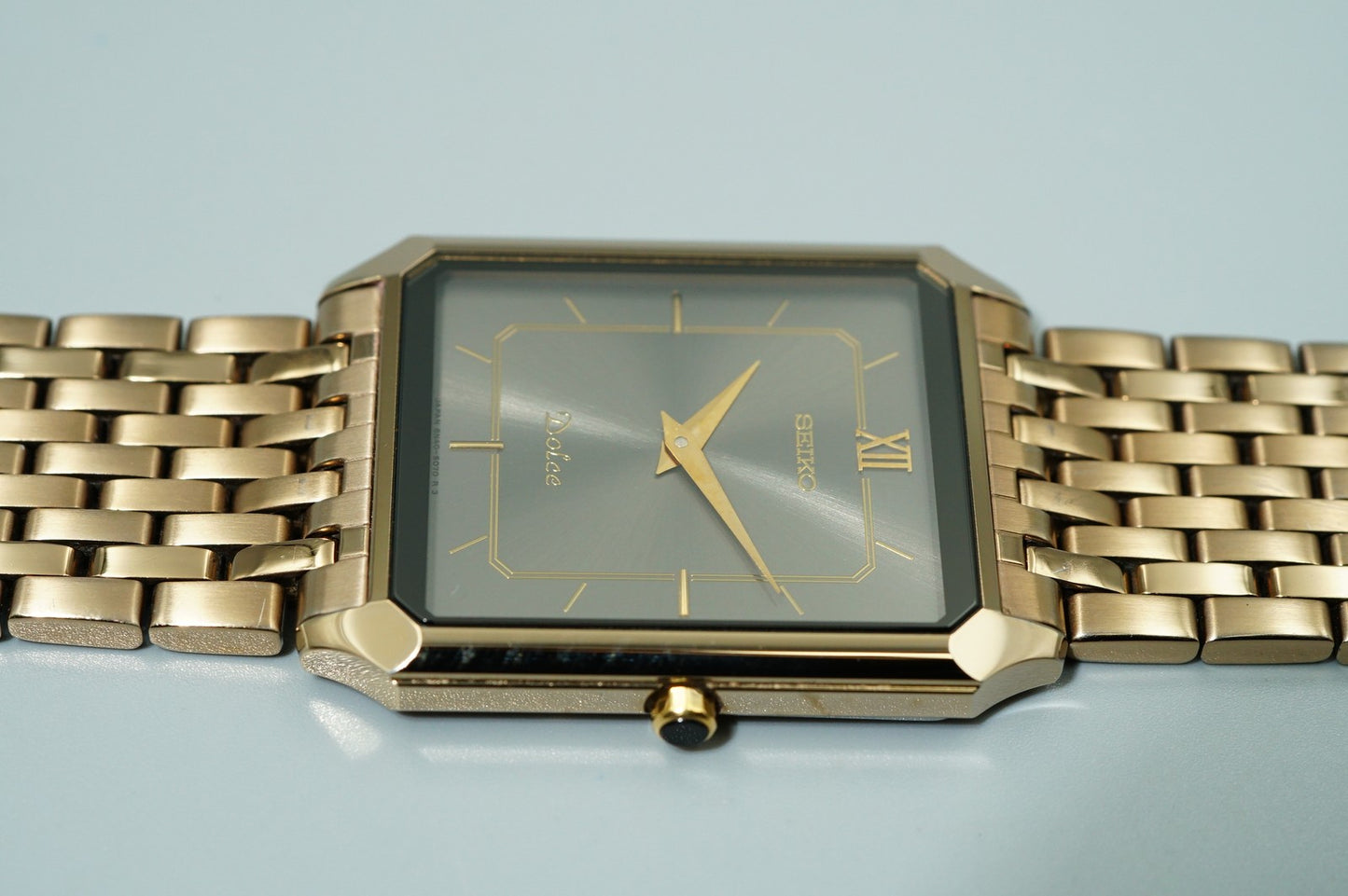 *TOP MINT* Vintage 1991 SEIKO Dolce  8N40-5050 Qz Gray Square 26mm Women Watch