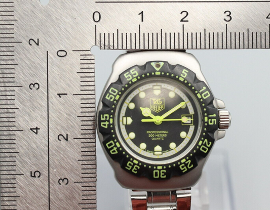 *NEAR MINT* Vintage TAG HEUER Formula1 376.508 Qz Black Yellow Dial Women Watch