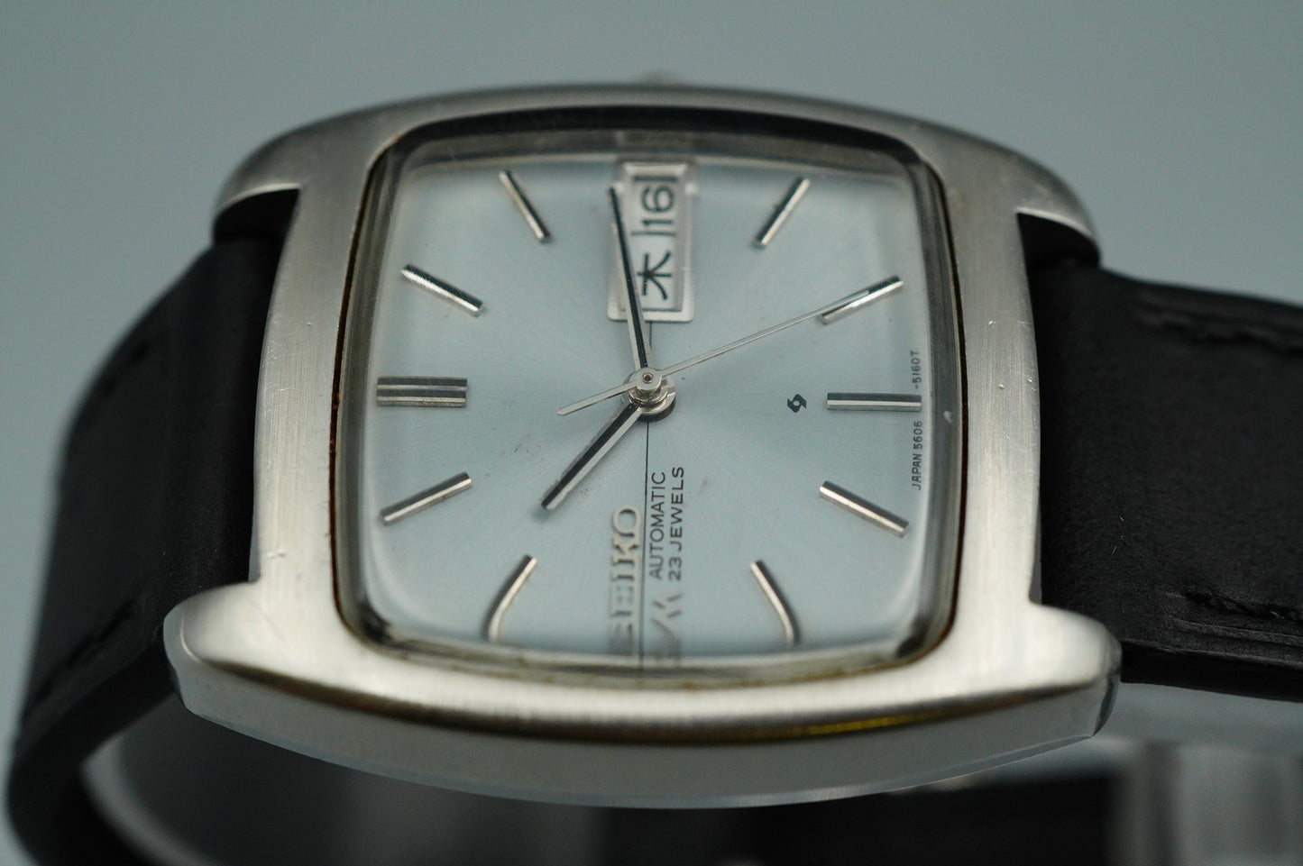 Exc+5 Vintage SEIKO LORD MATIC 5606-5040 Automatic Silver Square 33mm Mens Watch