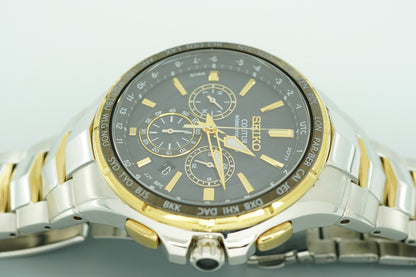 *NEAR MINT* SEIKO Coutura 8B92-0AL0 Solar Black Dial Round 44mm Mens Watch