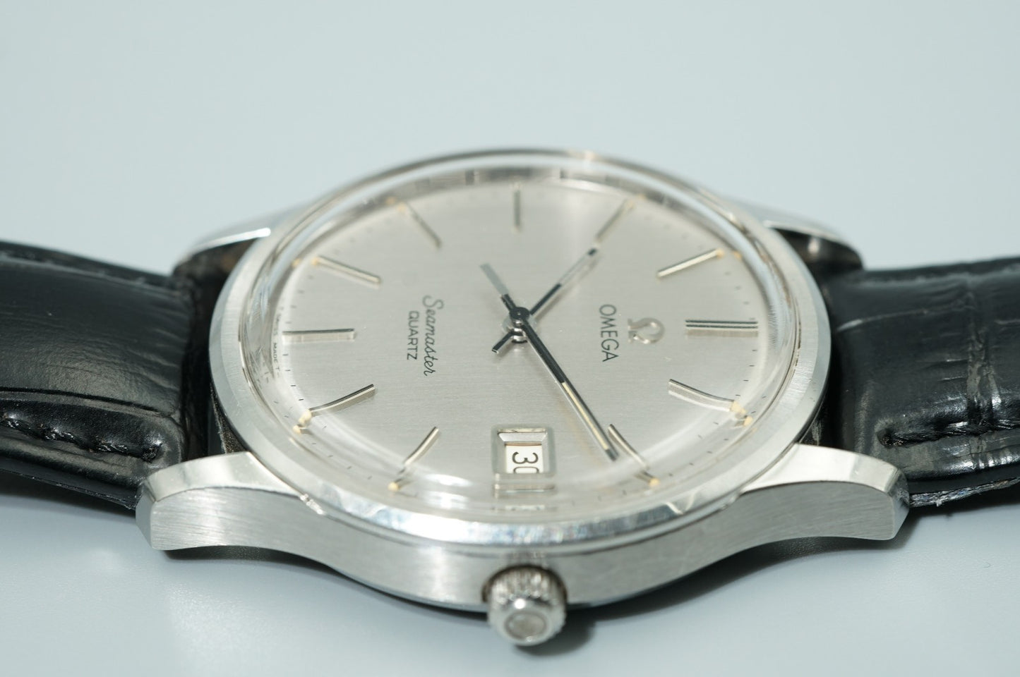 *NEAR MINT* Vintage 1975 OMEGA Seamaster Cal.1342 Quartz Silver 35mm Mens Watch
