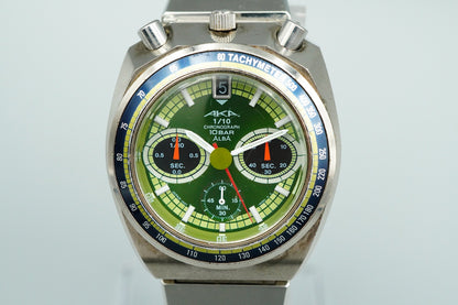 *Exc+5* Vintage SEIKO ALBA V657 6060 Quartz Green Dial Round 41mm Mens Watch