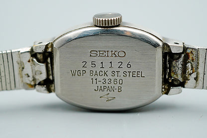 *Exc+5* Vintage 1972 SEIKO 01-3360 Hand Winding Silver Oval 16mm Women Watch
