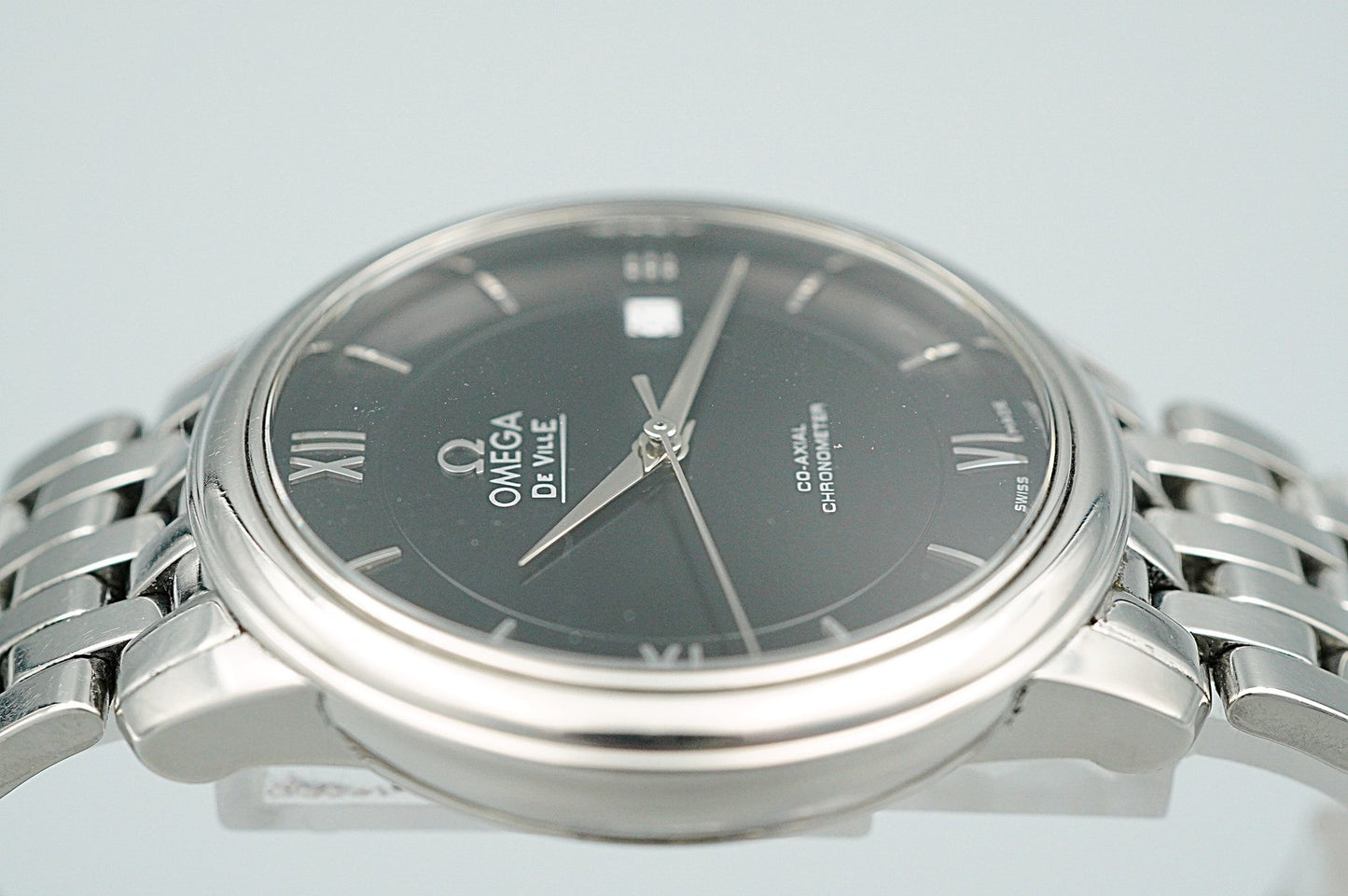 *Exc+5* OMEGA De Ville Prestige CO-AXIAL CHRONOMETER AT Black 37mm Mens Watch
