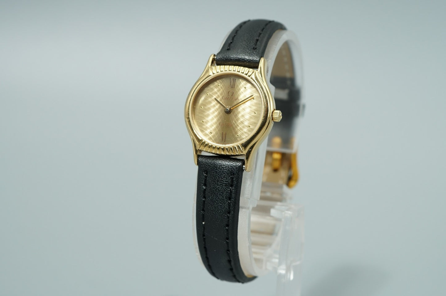*NEAR MINT* Vintage OMEGA De Ville Cal.1450 Quartz Gold Dial 20mm Women Watch