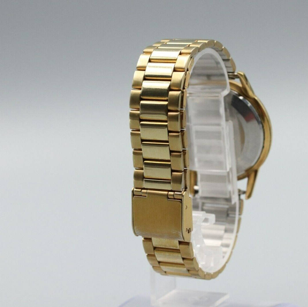 *Exc+5* Vintage SEIKO Seikomatic J14075 Quartz Gold Dial Round Mens Watch