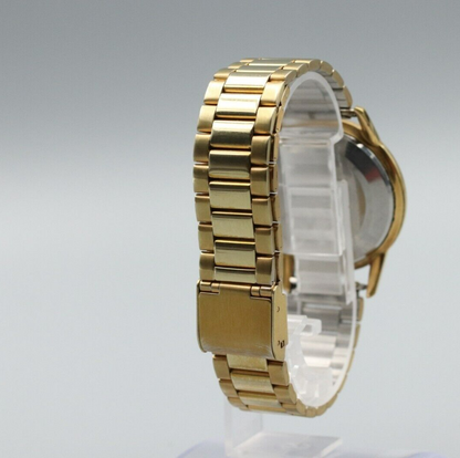 *Exc+5* Vintage SEIKO Seikomatic J14075 Quartz Gold Dial Round Mens Watch