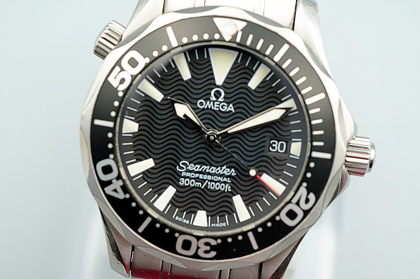 N MINT 1998 OMEGA Seamaster 300m  Cal.1538 Ref.196.1641 Qz Black 36mm Mens Watch
