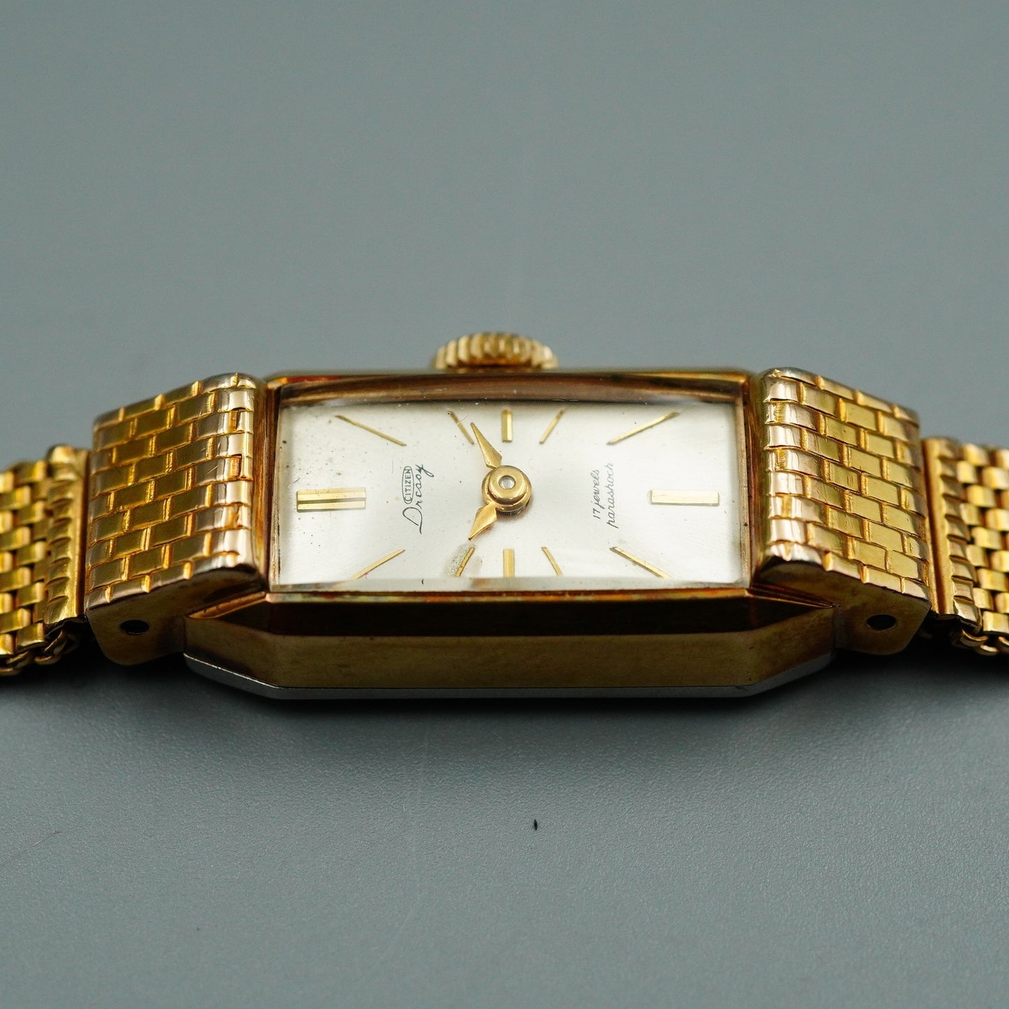 *Exc+5* Vintage CITIZEN D4606 Quartz Silver Dial Rectangle 12mm Women Watch