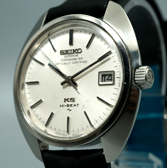 N MINT Vintage 1970s SEIKO KS HI-BEAT 4502-8010 Hand Wind White 38mm Mens Watch