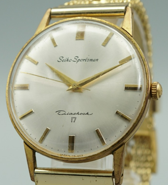 Vintage 1970 SEIKO SPORTSMAN  J15005E Hand Wind Silver Round 35mm Mens Watch