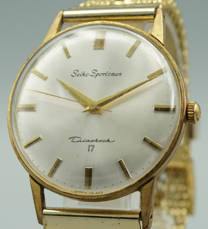 Vintage 1970 SEIKO SPORTSMAN  J15005E Hand Wind Silver Round 35mm Mens Watch