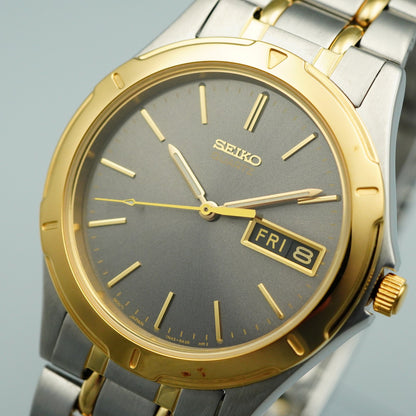 *MINT* Vintage 1994 SEIKO 7N43-6A09 Quartz Gray Dial Round 36mm Mens Watch