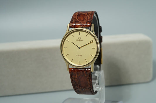 *NEAR MINT* Vintage 1980s OMEGA De Ville Cal.1365 Quartz Gold 31mm Mens Watch