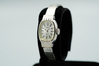 *Exc+5* Vintage 1972 SEIKO 01-3360 Hand Winding Silver Oval 16mm Women Watch