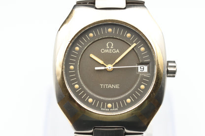 *N MINT* OMEGA Seamaster Polaris 120m TITANE Cal.1438 Qz Black Dial Mens Watch