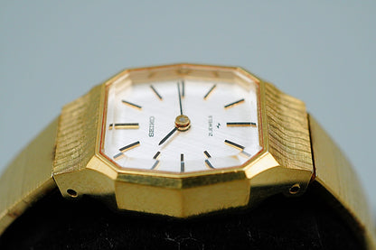 *Exc+5* Vintage 1974 SEIKO 11-4570 Hand Winding Silver Hexagon 19mm Women Watch