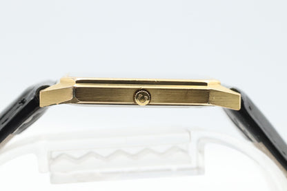 *N MINT* Vintage OMEGA De Ville Cal.1417 Qz Gold Dial Rectangle 24mm Women Watch