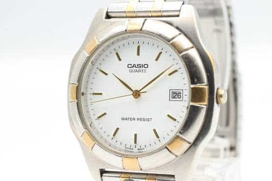 *Exc+5* Vintage CASIO MTP MTP-1061 Quartz White Dial Round 36mm Mens Watch