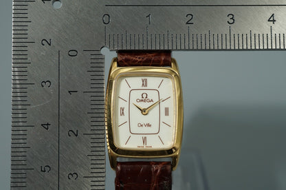 *NEAR MINT* OMEGA De Ville Cal.1387 Qz White Dial Rectangle 19mm Women Watch