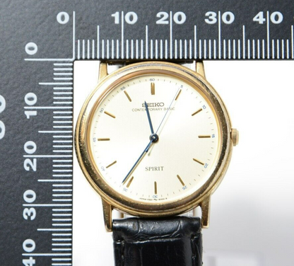 *Exc+5* Vintage SEIKO Spirt 5S21-6000 Sweeping Second Quartz Dress Mens Watch