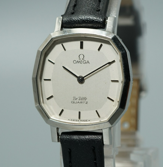 Exc+5 Vintage 1977 OMEGA De Ville Cal.1365 Qz Silver Dodecagon 24mm Women Watch