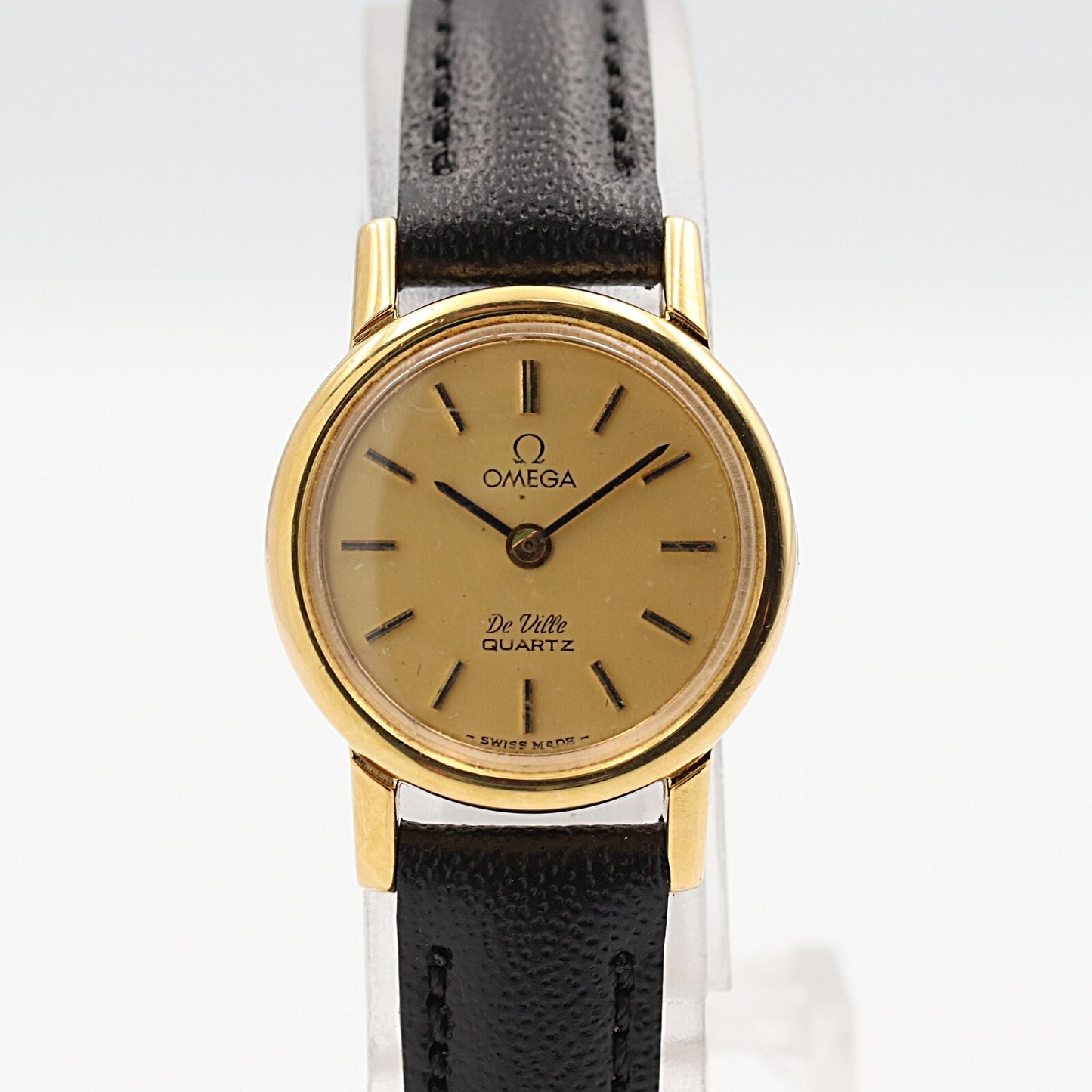 *NEAR MINT* Vintage 1979 OMEGA De Ville Cal.1350 Qz Gold Round 21mm Women Watch