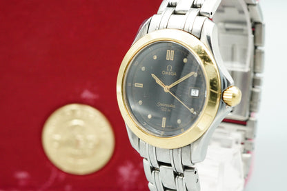 *Exc+5* Vintage 1990s OMEGA Seamaster Cal.1438 196.1501 Qz Black 36mm Mens Watch