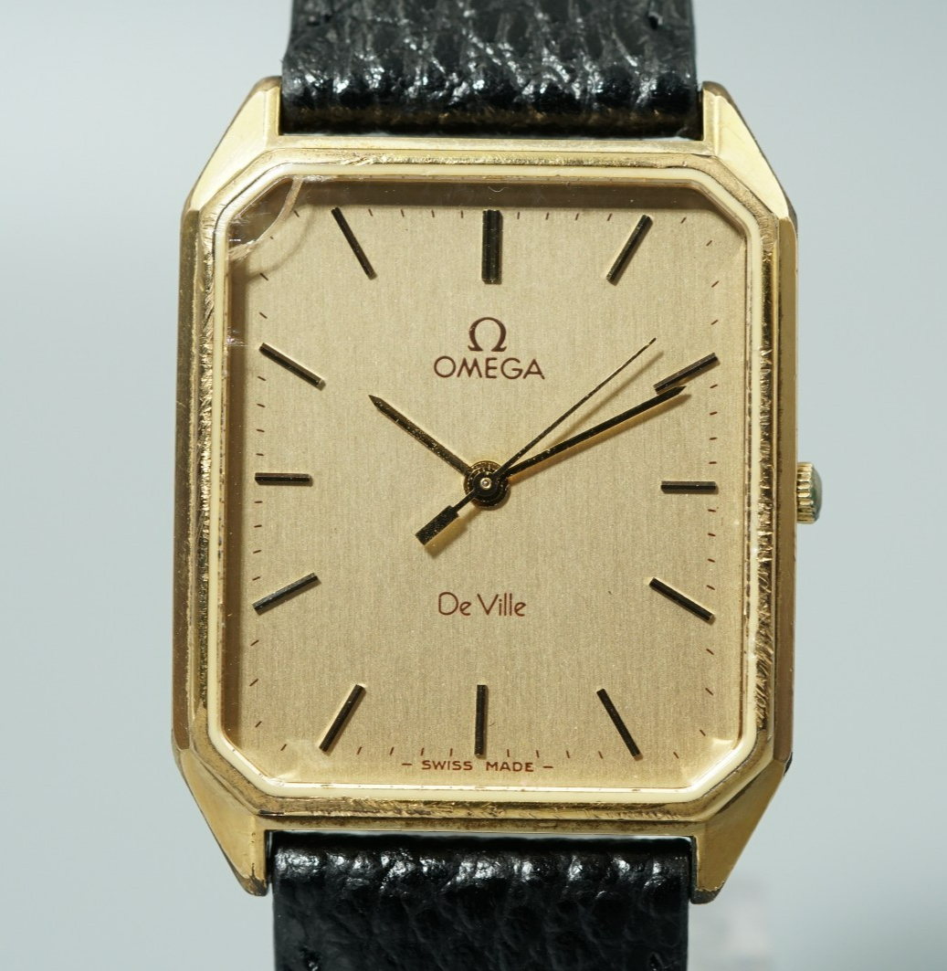 *Exc+4* Vintage 1982 OMEGA De Ville Cal.1417 Qz Gold Octagon 25mm Women Watch