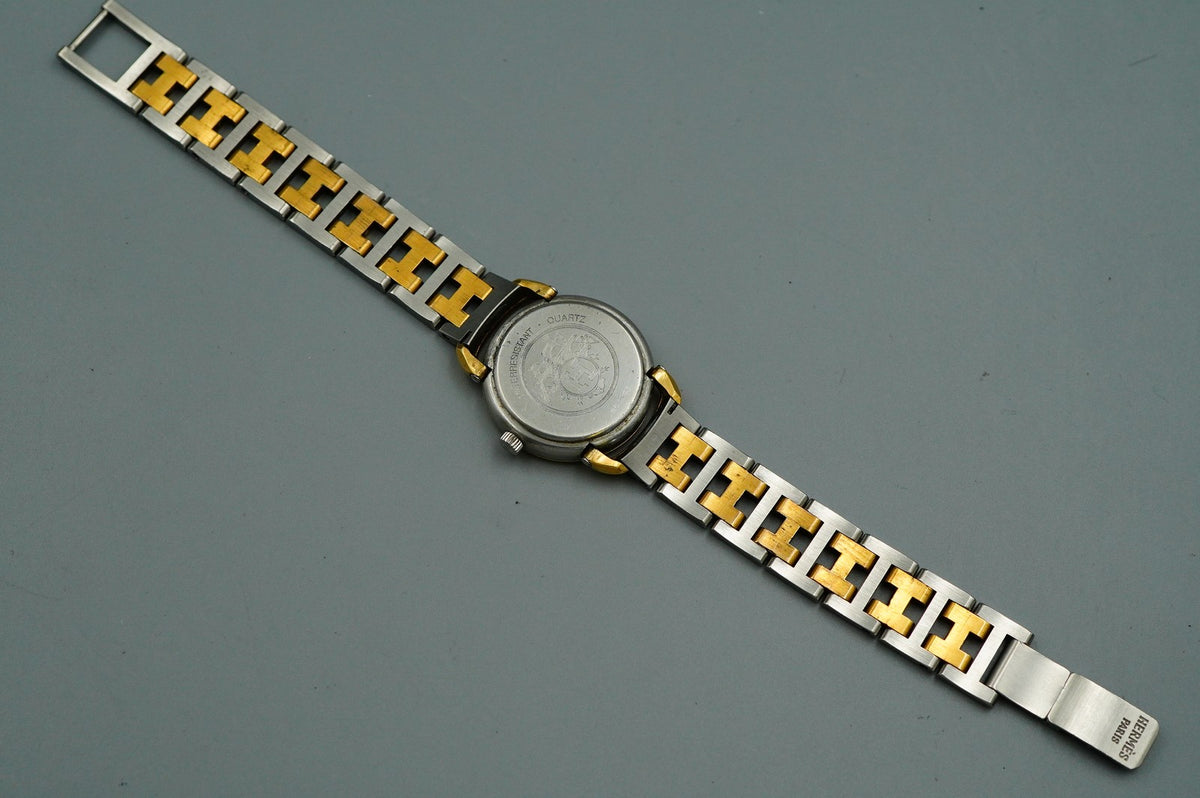*NEAR MINT* Vintage 1990s HERMES Pullman Qz White Round 24mm Women Watch