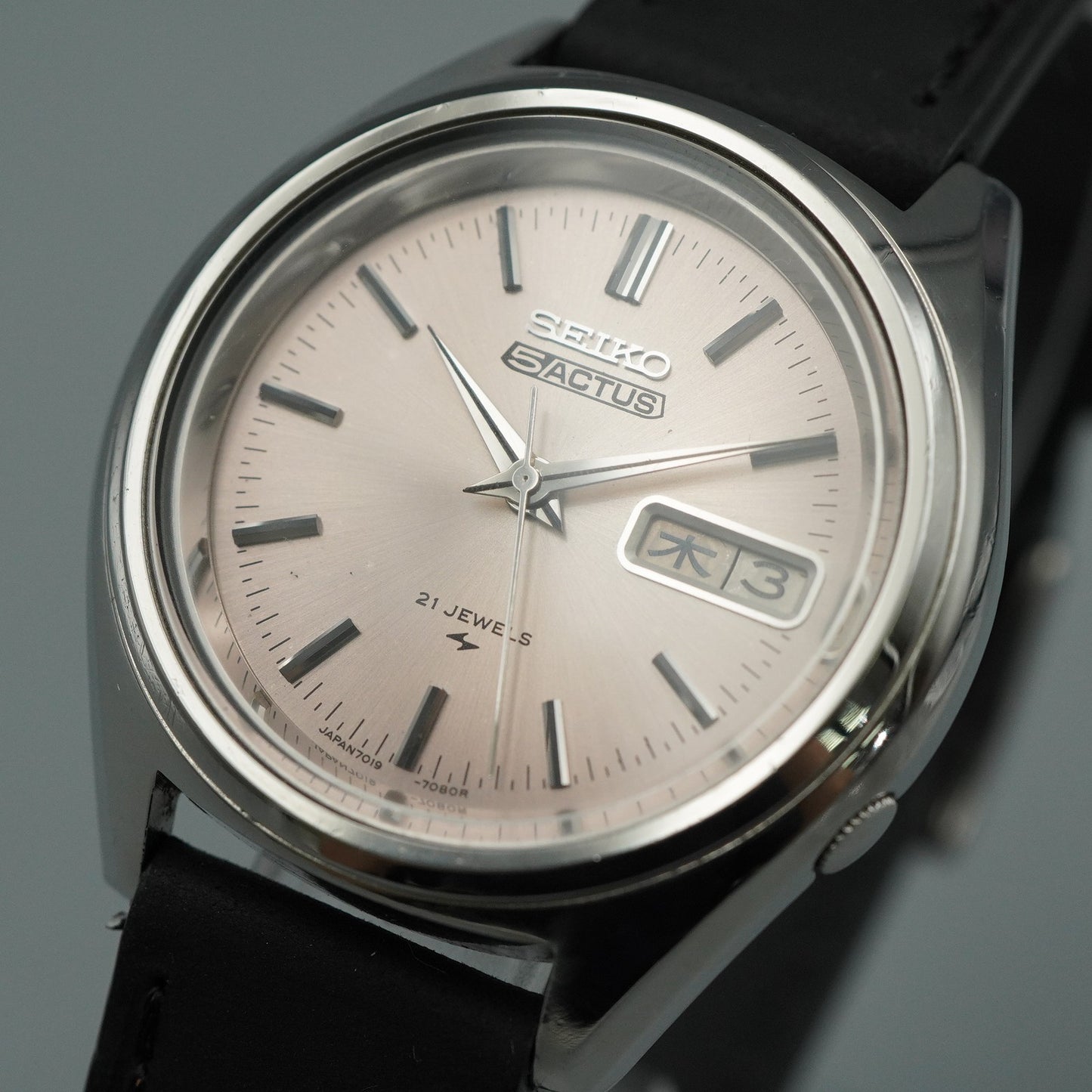 *NEAR MINT* Vintage SEIKO 5actus 7019-7060 Automatic Silver 37mm Mens Watch