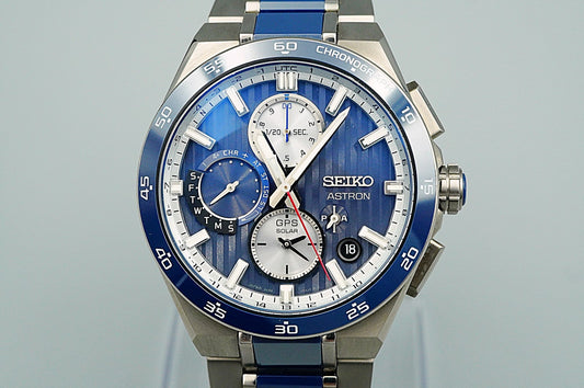 *TOP MINT* SEIKO Astron 5X83-0AA0-1 Solar Blue Round 43mm Mens Watch