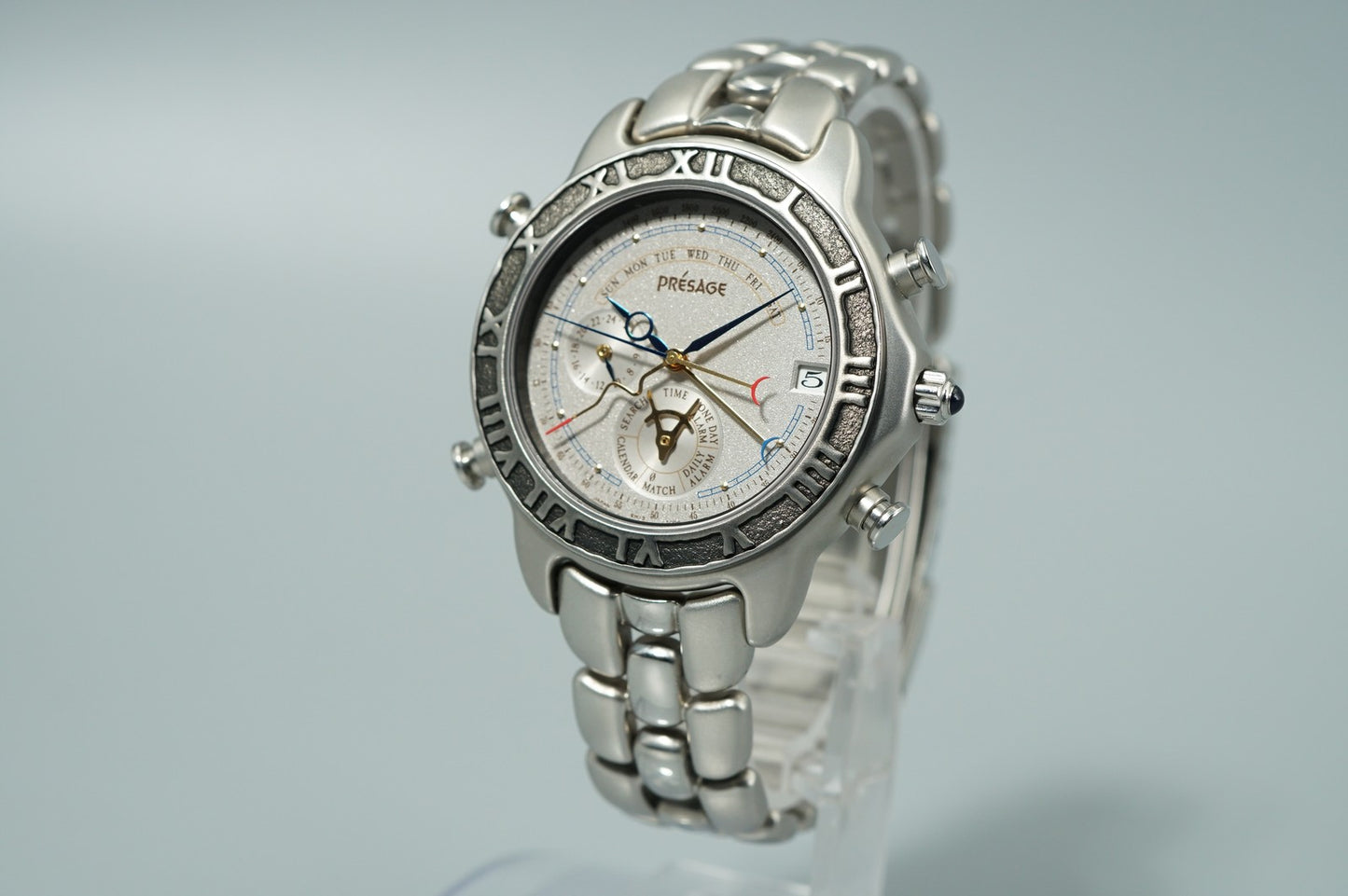 N MINT Vintage 1991 SEIKO PRESAGE  6M13-7000 Quartz Silver Round 38mm Mens Watch