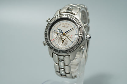 N MINT Vintage 1991 SEIKO PRESAGE  6M13-7000 Quartz Silver Round 38mm Mens Watch