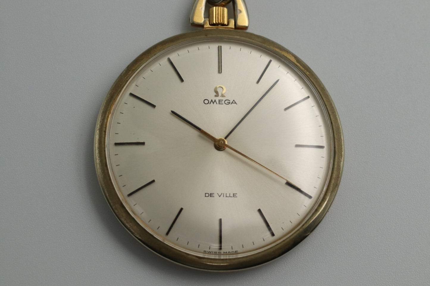 *Exc+5* Vintage OMEGA De Ville Cal.601 Hand Winding Silver Dial 43mm PocketWatch
