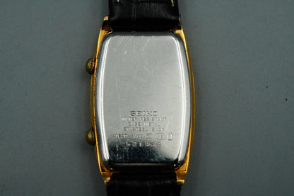 *Exc+5* Vintage SEIKO 1E20-3A00 Quartz White Dial Rectangle 21mm Women Watch