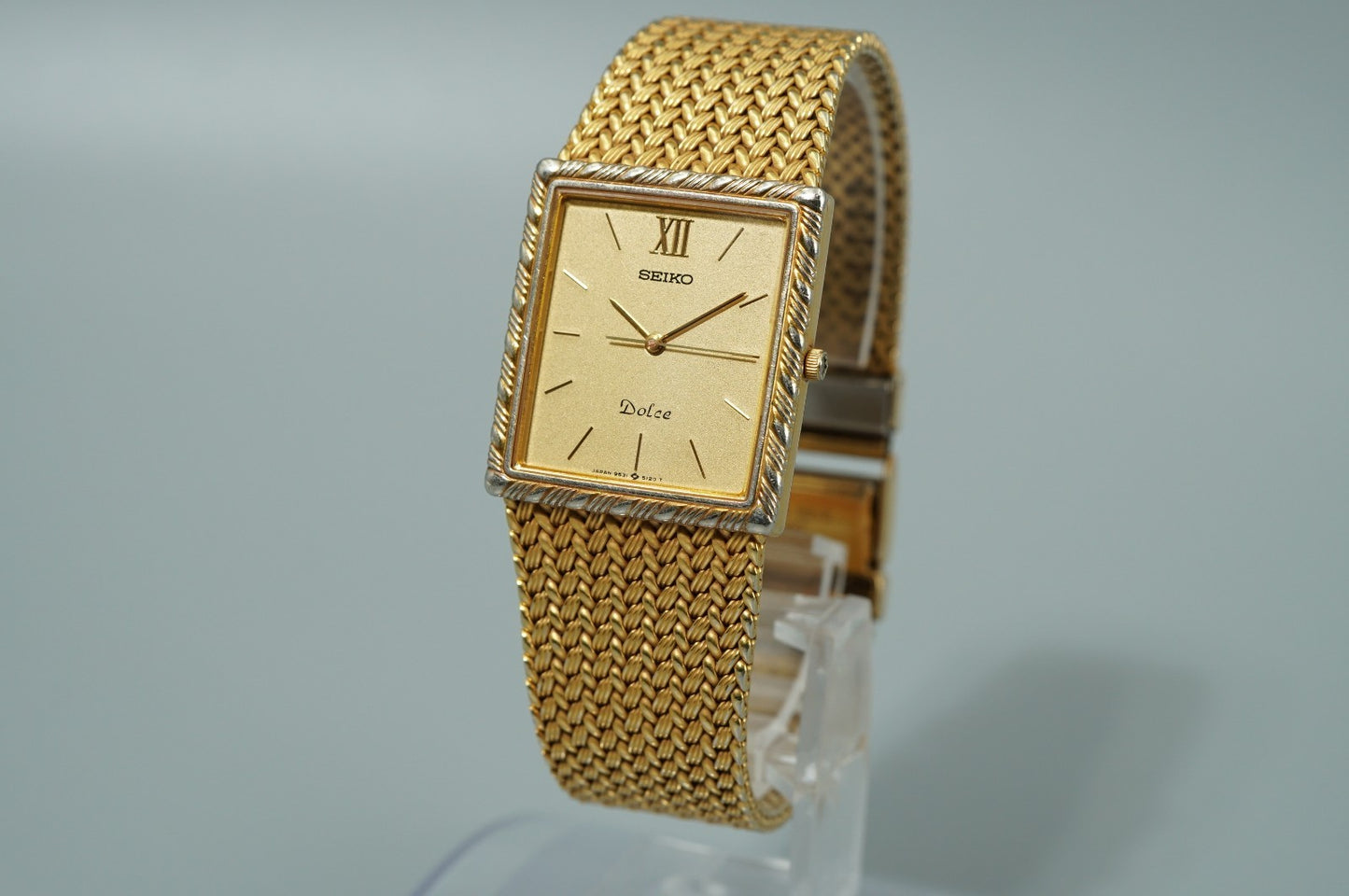 *Exc+5* Vintage 1985 SEIKO Dolce 9531-5100 Qz Gold Rectangle 25mm Women Watch