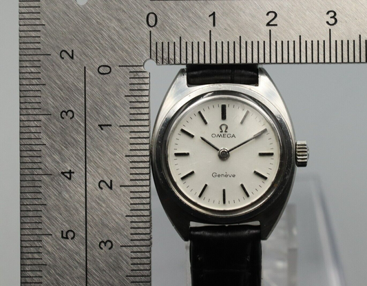 *Exc+5* Vintage OMEGA Geneve Cal.485 Hand Winding White Dial Round Women Watch