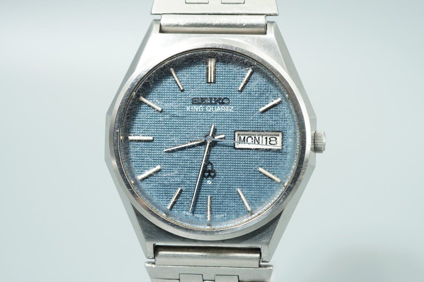 *Working for Parts* Vintage 1970s SEIKO KING 4823-8050 Qz Blue 36mm Mens Watch
