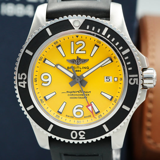 *Exc+5 Box & Paper* BREITLING Superocean A17367 Automatic Yellow 46mm Mens Watch