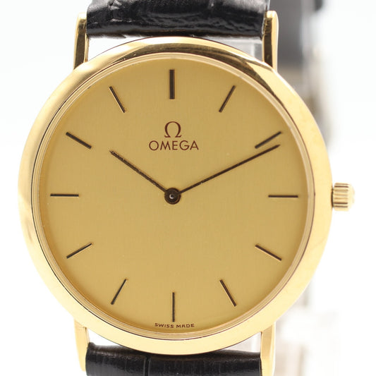 *NEAR MINT* Vintage OMEGA De Ville Cal.1378 Qz Gold Dial Round 32mm Mens Watch