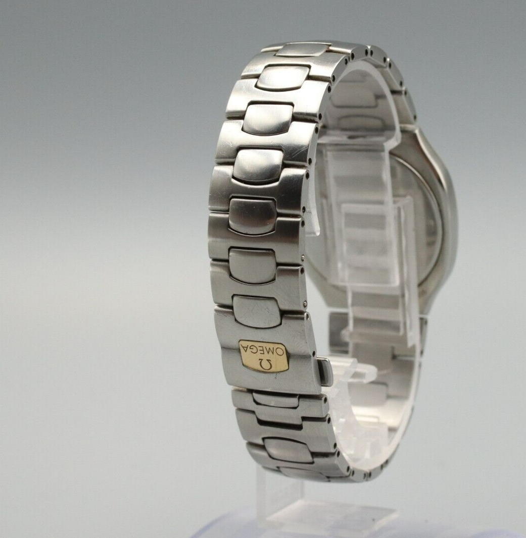 *Exc+5* Vintage OMEGA Seamaster 200m Cal.1438 Quartz Gold Dial Round Mens Watch
